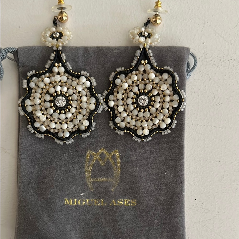 Miguel Ases Black and White Statement Earrings